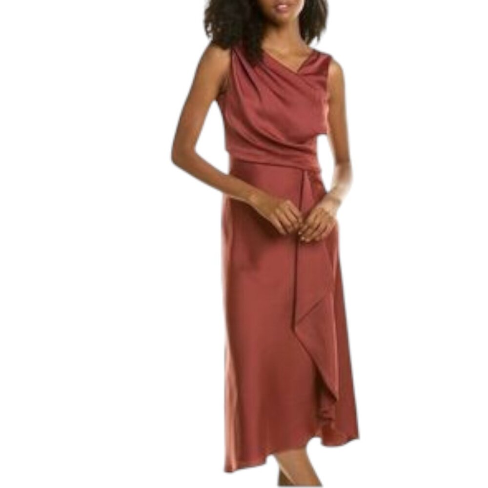 NWT Just... Taylor Copper Satin Midi Dress Women's Size 8